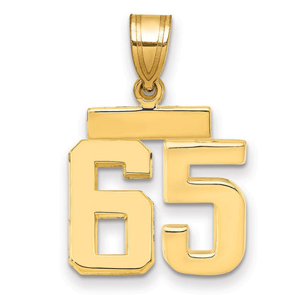 14K Gelbgold kleiner polierter Charm Zahl 65