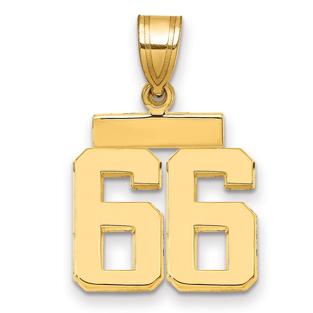 10K Gelbgold Klein Poliert Zahl 66 Charm