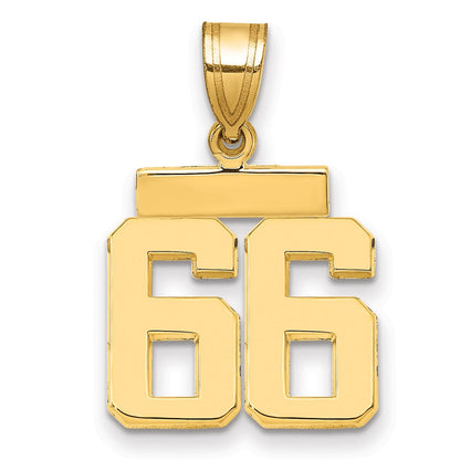 10K Gelbgold Klein Poliert Zahl 66 Charm