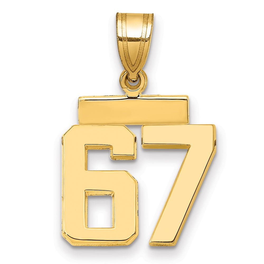 10K Gelbgold Klein Poliert Zahl 67 Charm