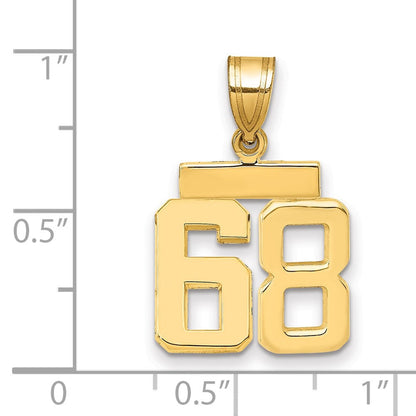 10K Gelbgold Klein Poliert Zahl 68 Charm