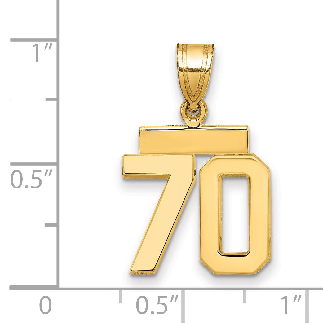 14K Gelbgold Kleiner Polierter Zahl-70-Charm