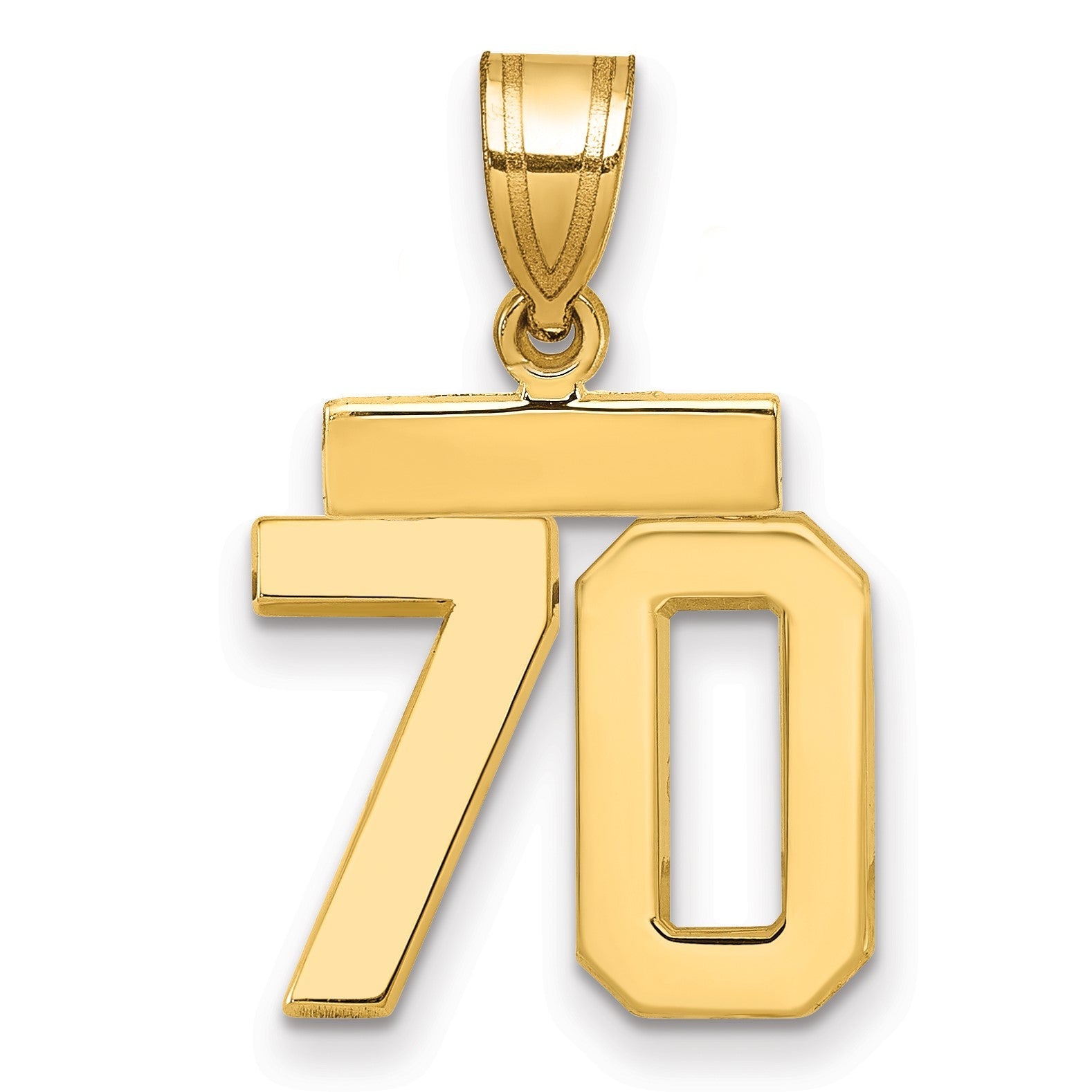 14K Gelbgold Kleiner Polierter Zahl-70-Charm