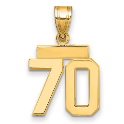 14K Gelbgold Kleiner Polierter Zahl-70-Charm