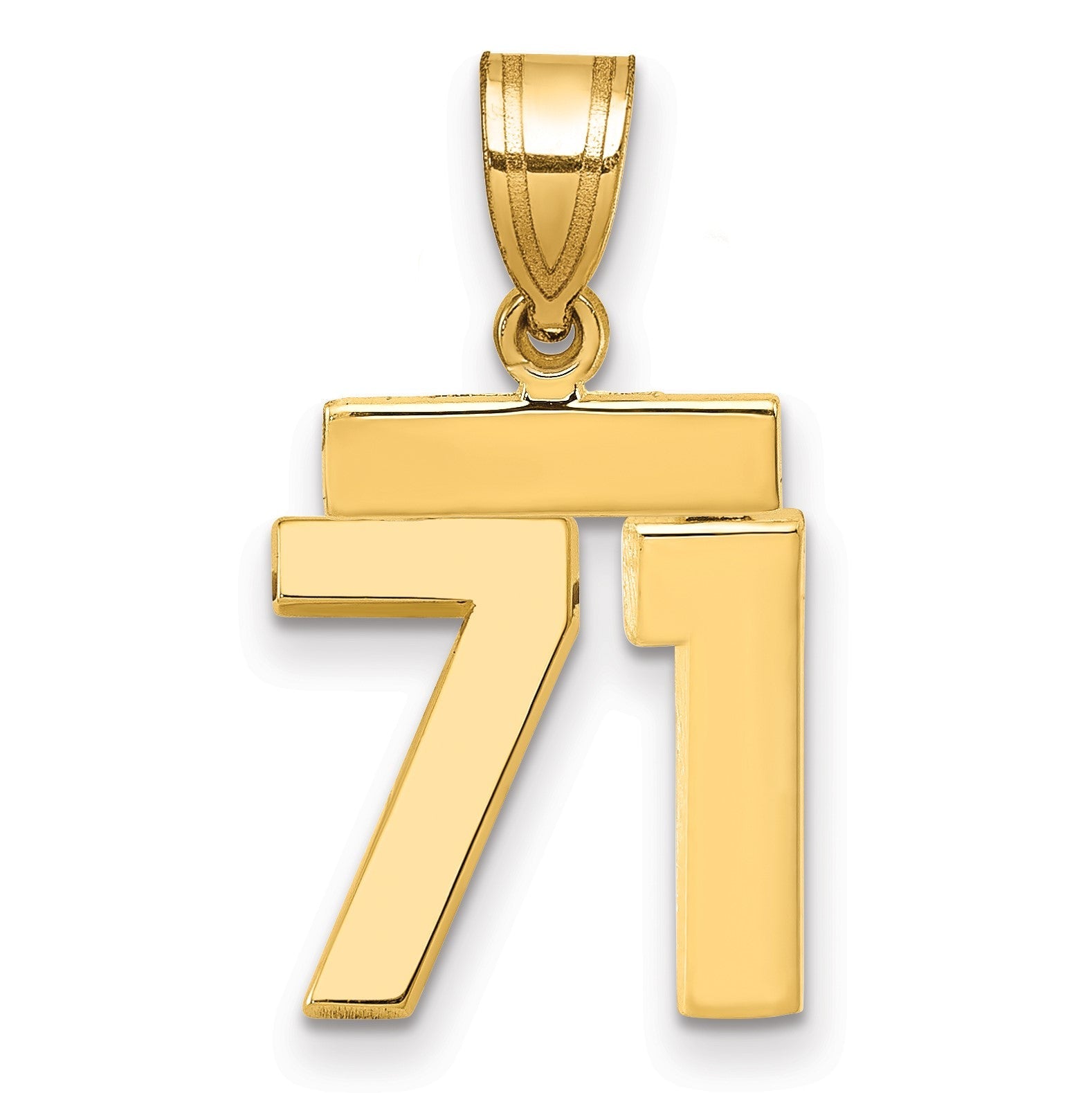14K Gelbgold Kleiner Polierter Zahlen-Charm "71