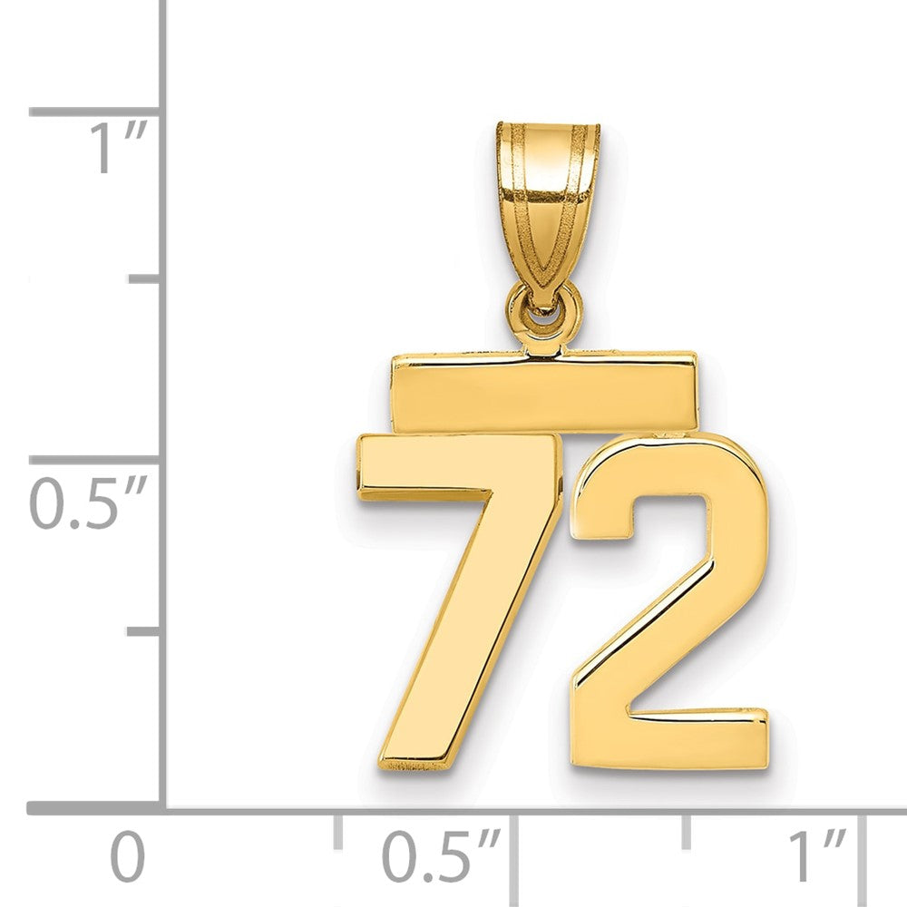 14K Gelbgold Kleiner Polierter Charm „Zahl 72“