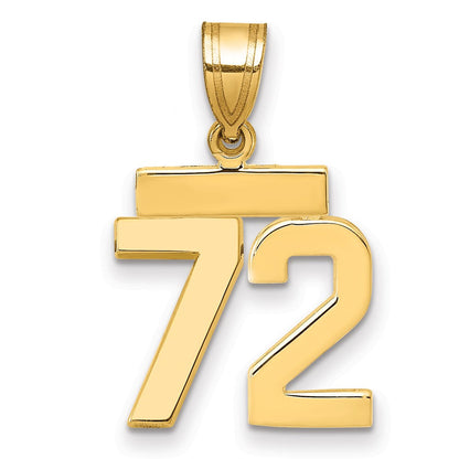 14K Gelbgold Kleiner Polierter Charm „Zahl 72“