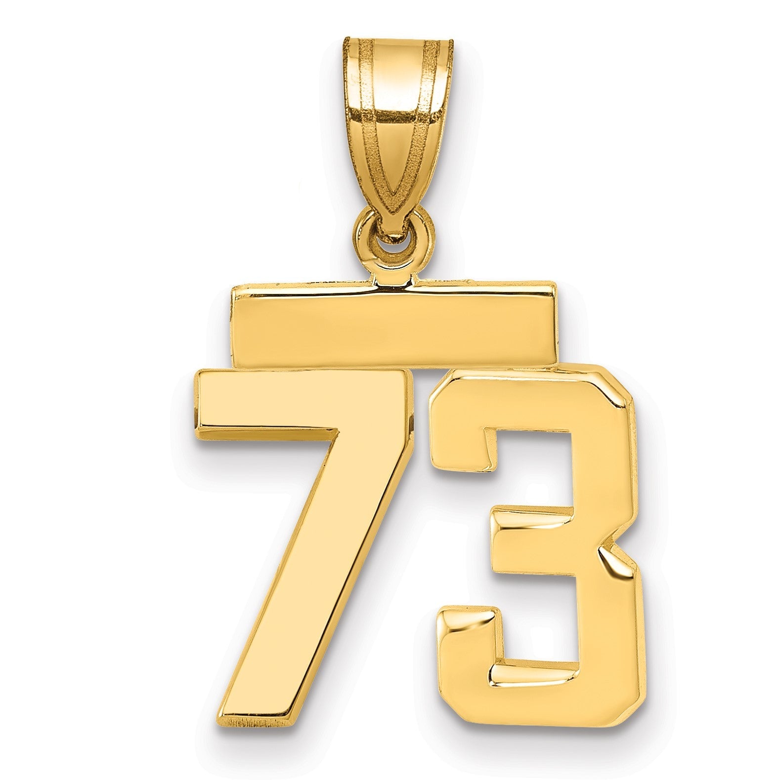 14K Gelbgold Kleiner Polierter Zahlen-Charm „73