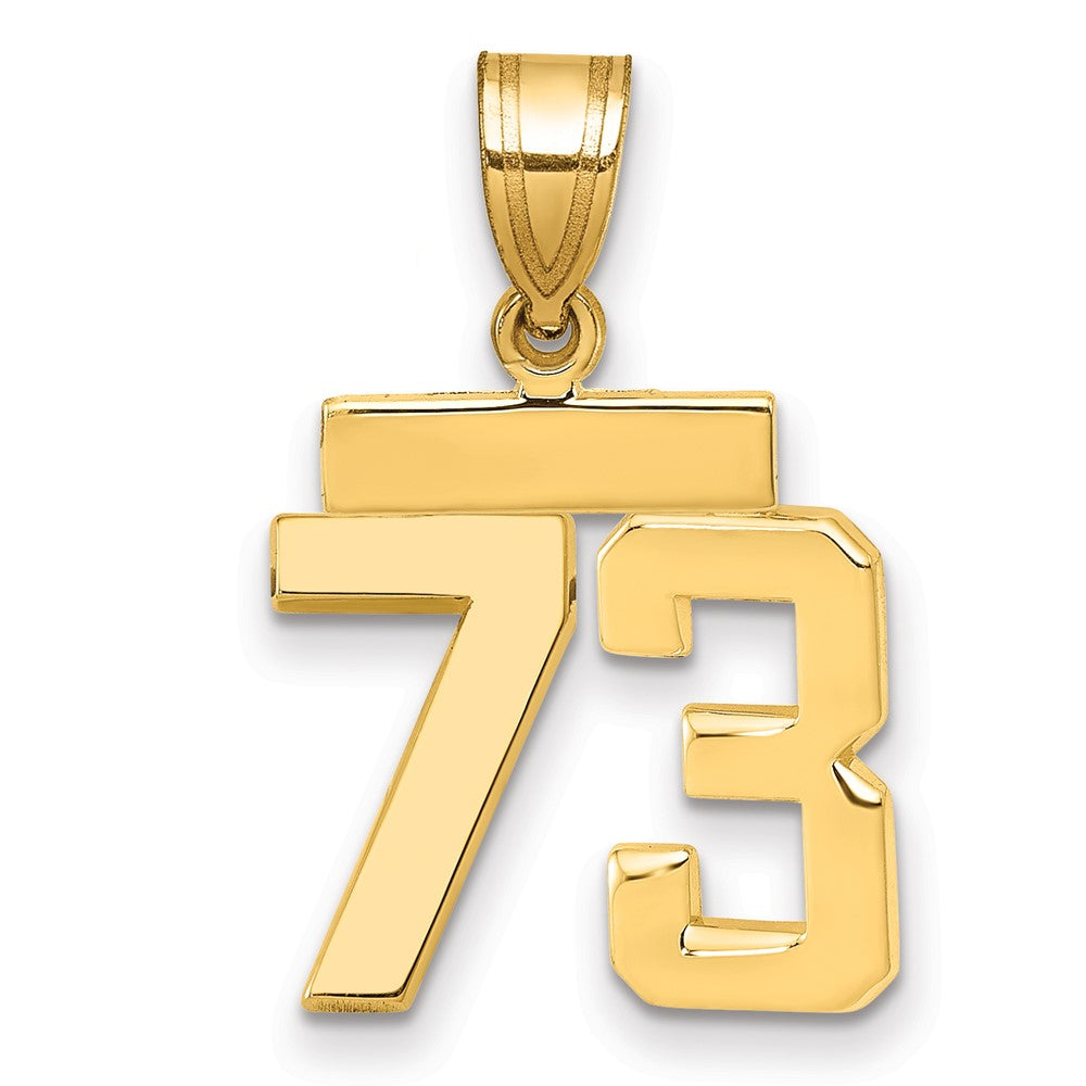 14K Gelbgold Kleiner Polierter Zahlen-Charm „73