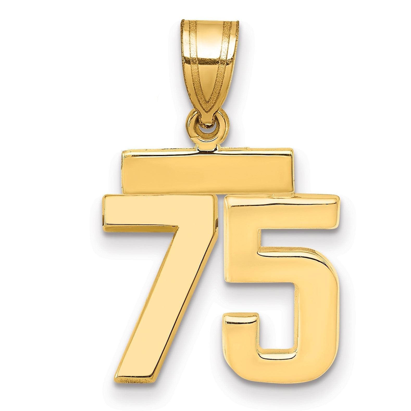 14K Gelbgold Kleiner Polierter Charm Zahl 75