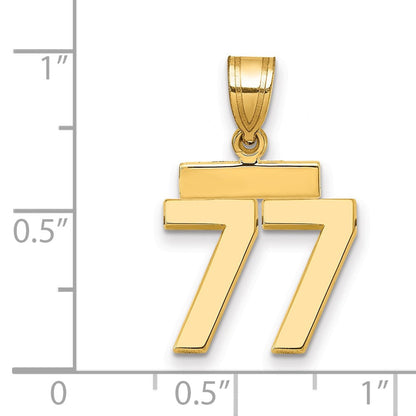 14K Gelbgold Kleiner Polierter Zahl-77-Charm