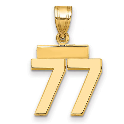 14K Gelbgold Kleiner Polierter Zahl-77-Charm