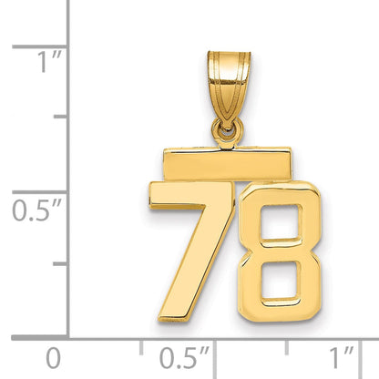 14K Gelbgold Kleiner Polierter Charm Zahl 78