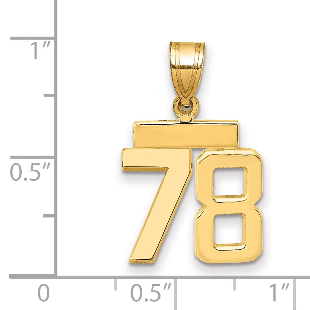 14K Gelbgold Kleiner Polierter Charm Zahl 78
