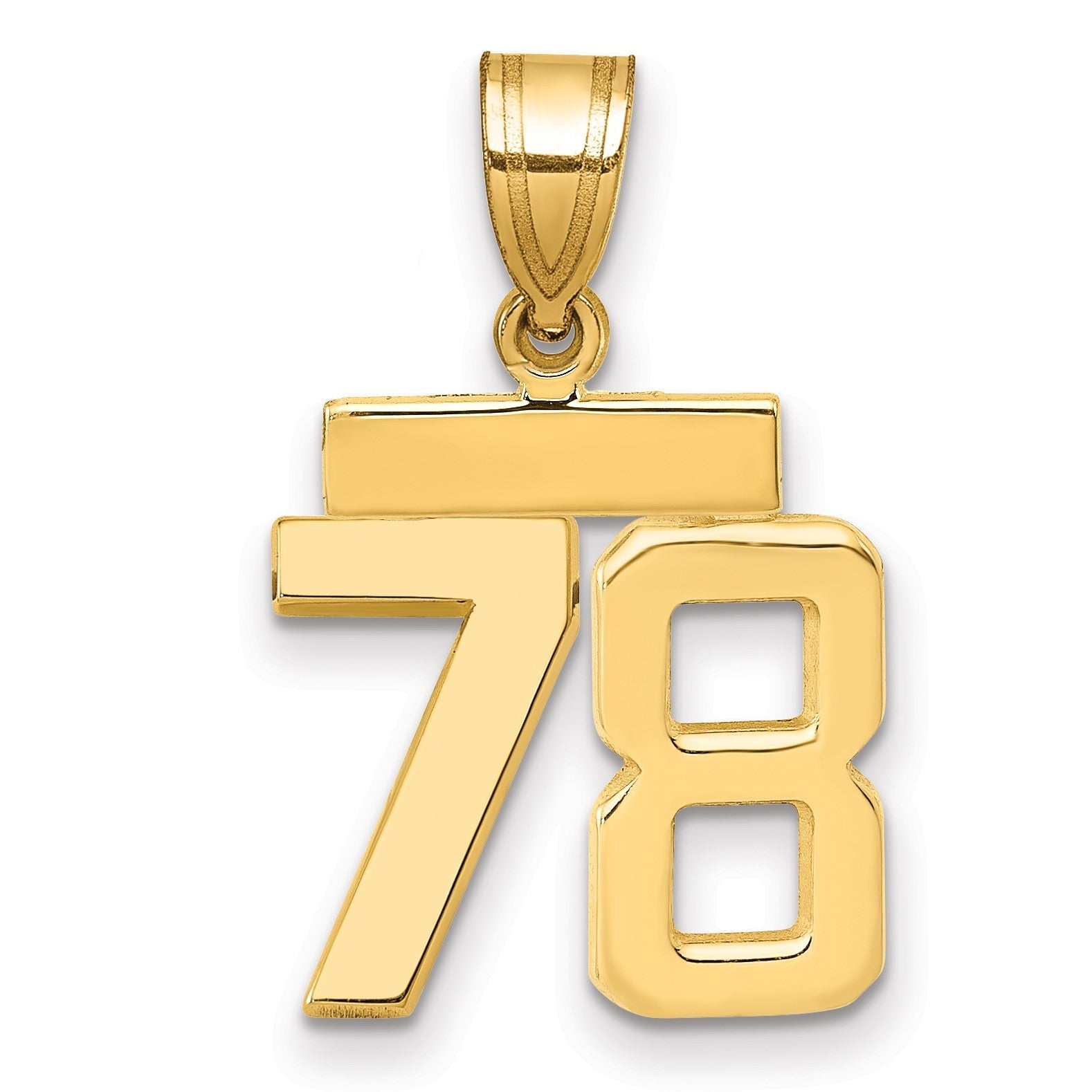 14K Gelbgold Kleiner Polierter Charm Zahl 78