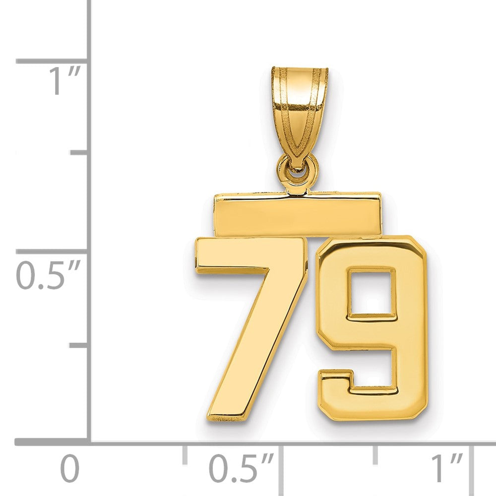 14K Gelbgold Kleiner Polierter Charm „Zahl 79“