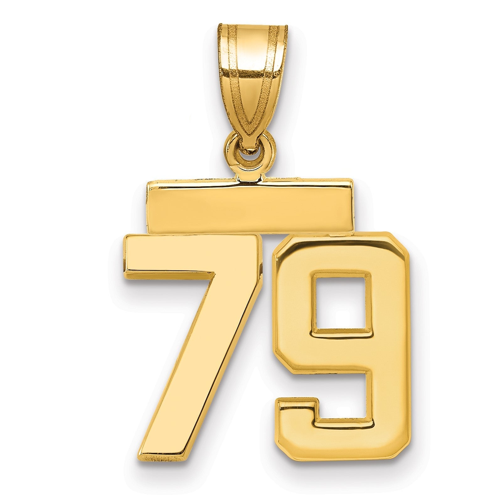 14K Gelbgold Kleiner Polierter Charm „Zahl 79“