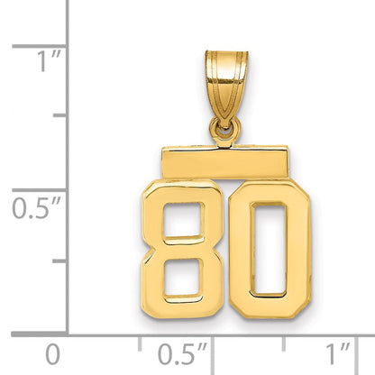 14K Gelbgold Kleiner Polierter Charm mit Zahl 80