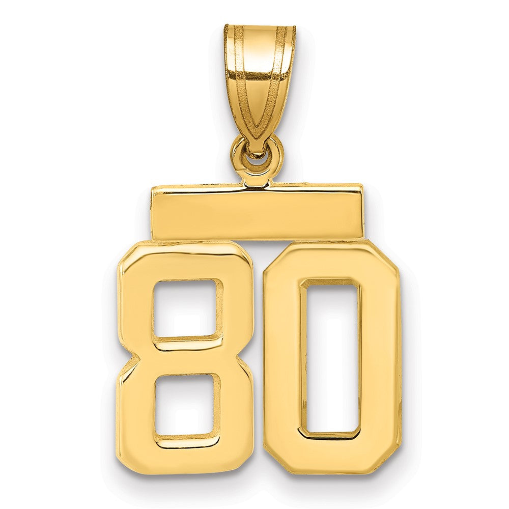 14K Gelbgold Kleiner Polierter Charm mit Zahl 80