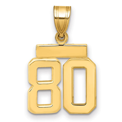 14K Gelbgold Kleiner Polierter Charm mit Zahl 80