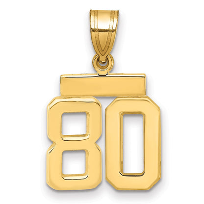 14K Gelbgold Kleiner Polierter Charm mit Zahl 80