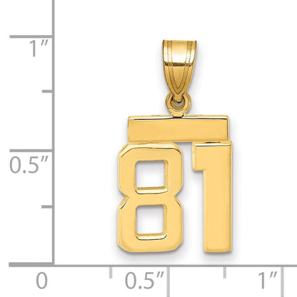 14K Gelbgold Kleiner Polierter Zahl-81-Charm