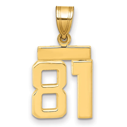 14K Gelbgold Kleiner Polierter Zahl-81-Charm