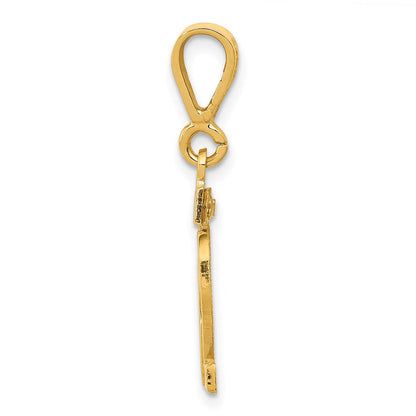 14K Gelbgold Kleiner Polierter Charm mit Zahl 82