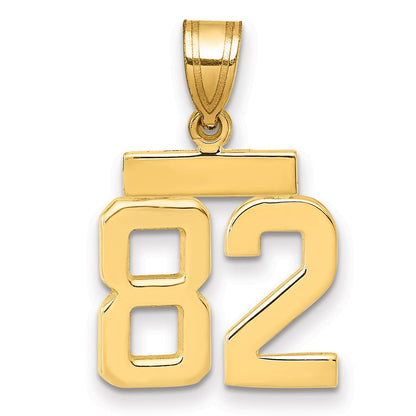 14K Gelbgold Kleiner Polierter Charm mit Zahl 82