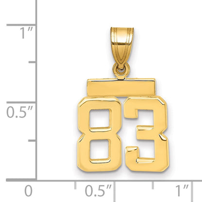 14K Gelbgold Kleiner Polierter Zahl-83-Charm