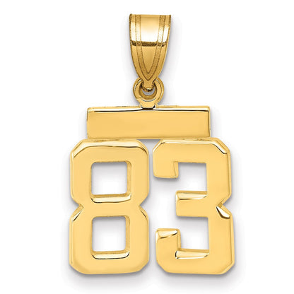 14K Gelbgold Kleiner Polierter Zahl-83-Charm