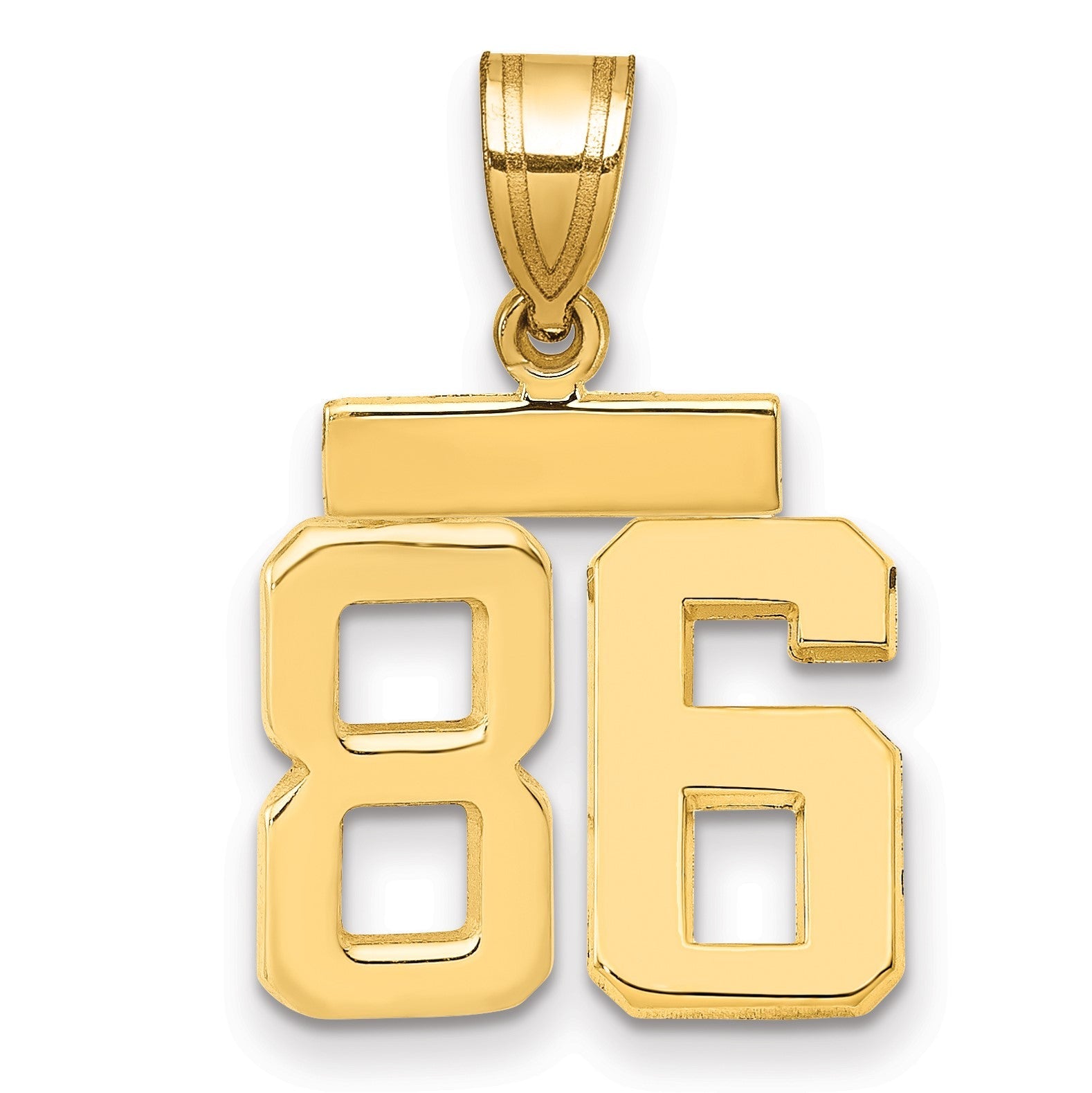 14K Gelbgold Kleiner Polierter Zahlen-Charm „86