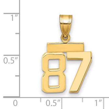 14K Gelbgold Kleiner Polierter Zahl-87-Charm
