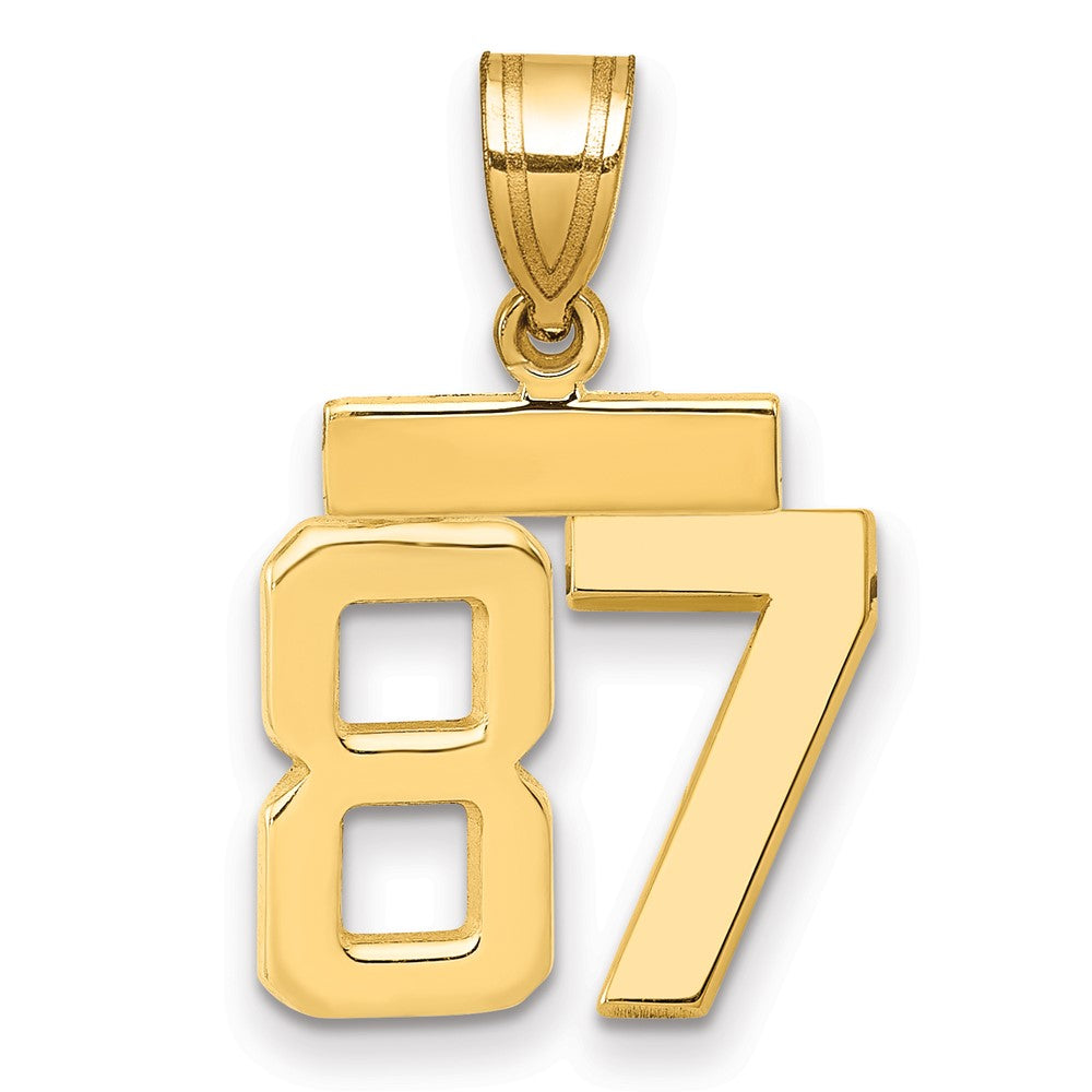14K Gelbgold Kleiner Polierter Zahl-87-Charm