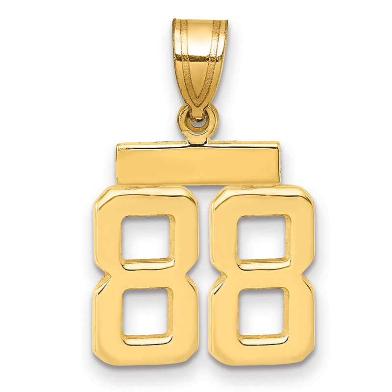 10K Gelbgold Klein Poliert Zahl 88 Charm