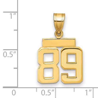 14K Gelbgold kleiner polierter Zahl-89-Charm