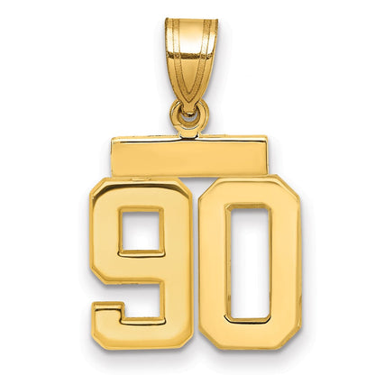 585 Gelbgold Kleiner Polierter Charm mit Zahl 90