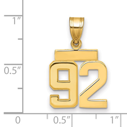14K Gelbgold Kleiner Polierter Charm Zahl 92
