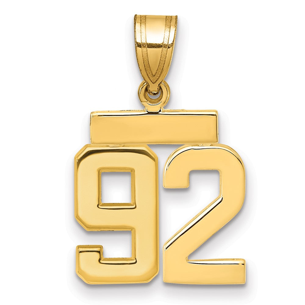 14K Gelbgold Kleiner Polierter Charm Zahl 92