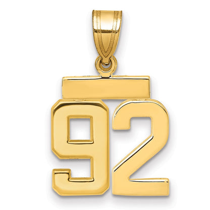 14K Gelbgold Kleiner Polierter Charm Zahl 92