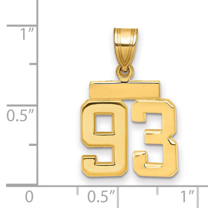 14K Gelbgold kleiner polierter Zahl-93-Charm