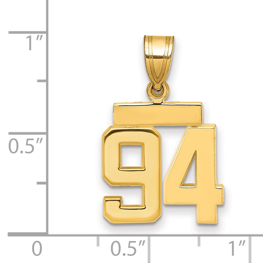 14K Gelbgold Kleiner Polierter Charm „Zahl 94“