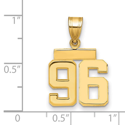14K Gelbgold Kleiner Polierter Zahl-96-Charm