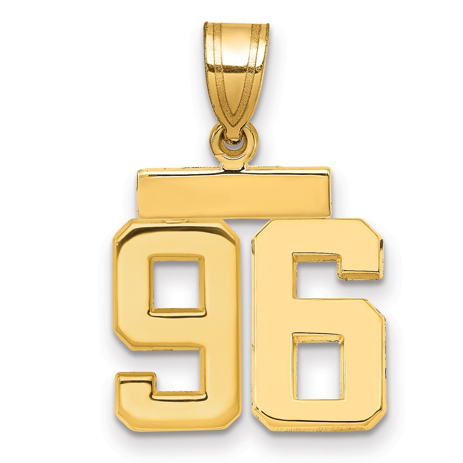 14K Gelbgold Kleiner Polierter Zahl-96-Charm