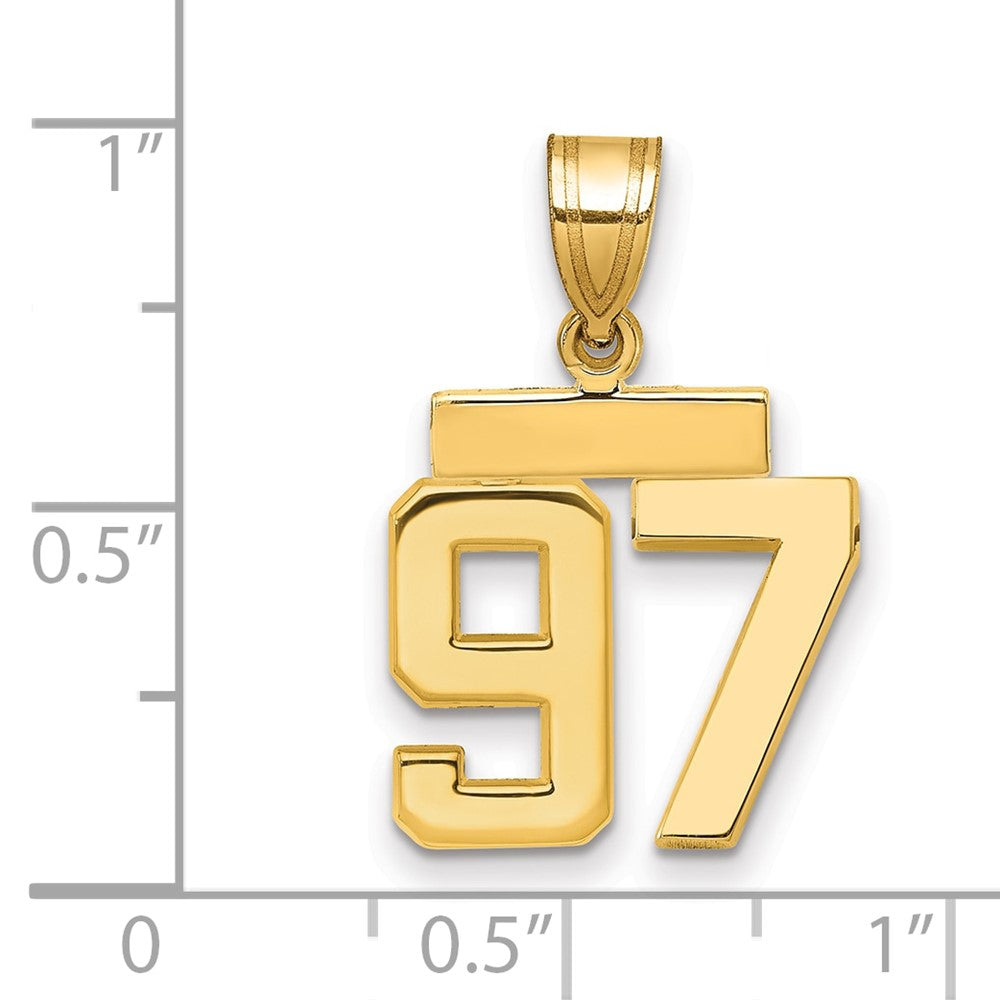14K Gelbgold Kleiner Polierter Zahl-97-Charm