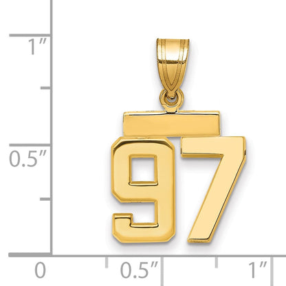 14K Gelbgold Kleiner Polierter Zahl-97-Charm