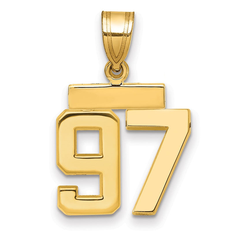 14K Gelbgold Kleiner Polierter Zahl-97-Charm