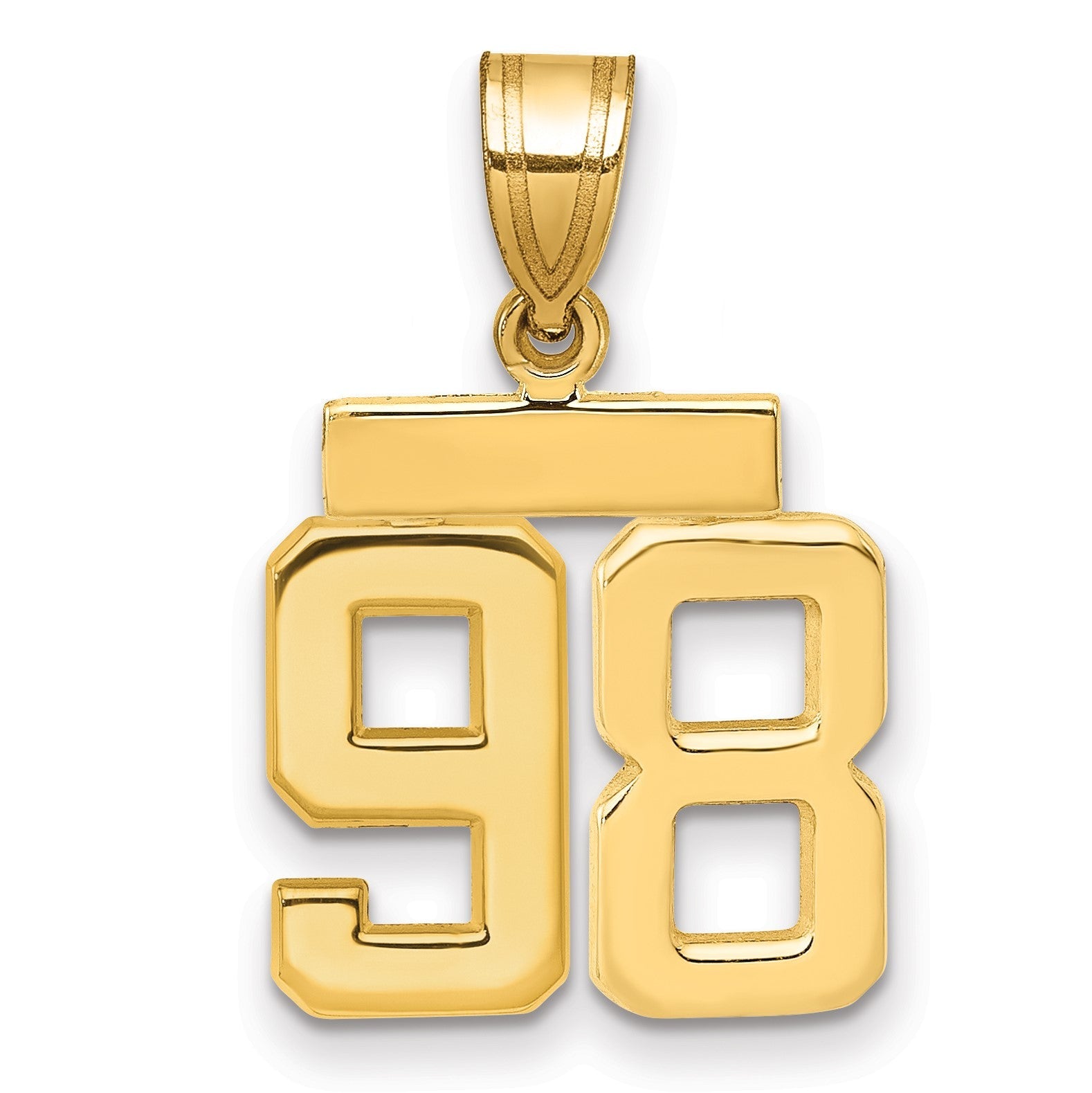 14K Gelbgold kleiner polierter Zahlen-Charm „98“
