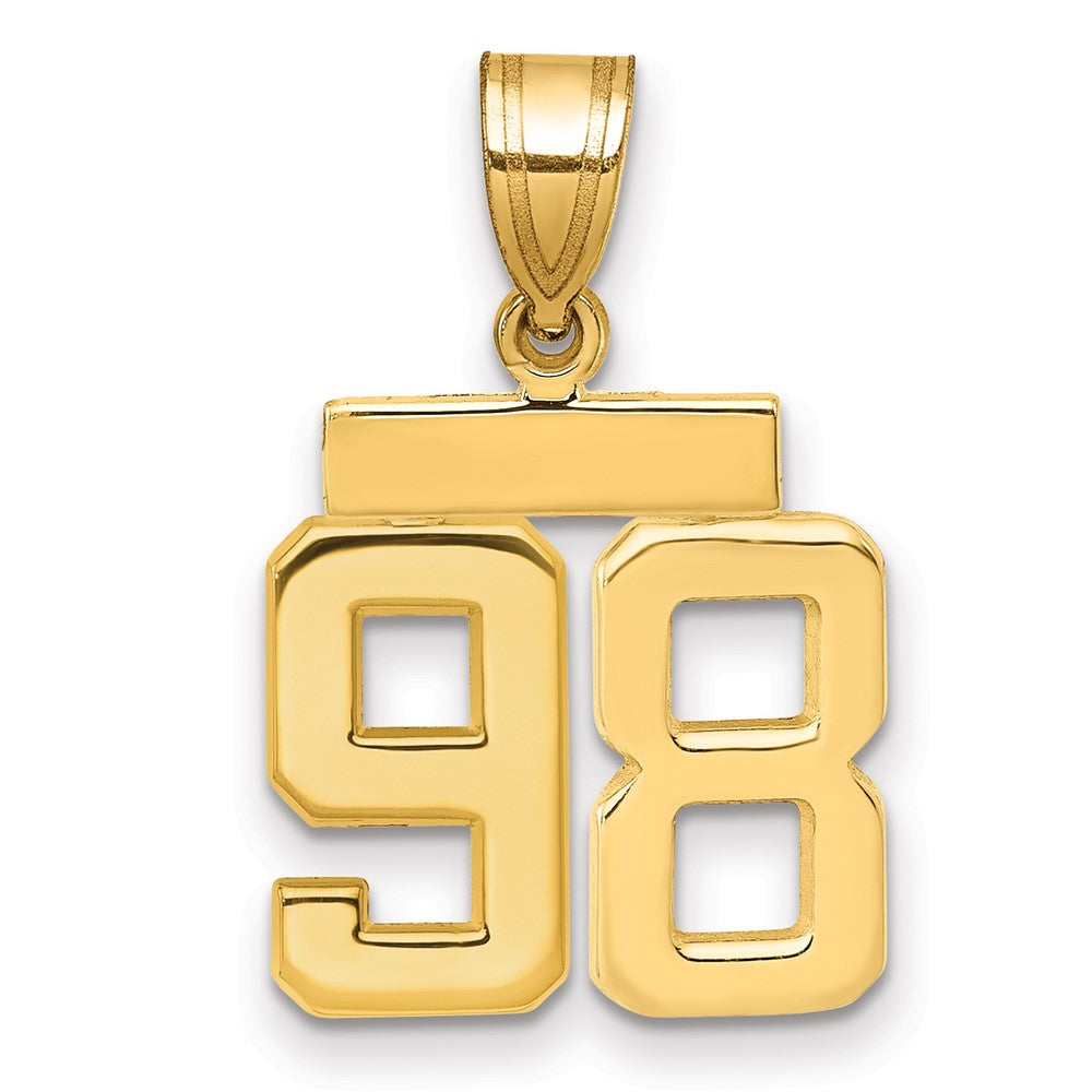14K Gelbgold kleiner polierter Zahlen-Charm „98“