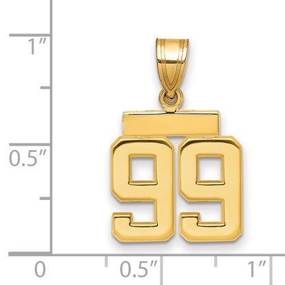 10K Gelbgold Klein Poliert Zahl 99 Charm